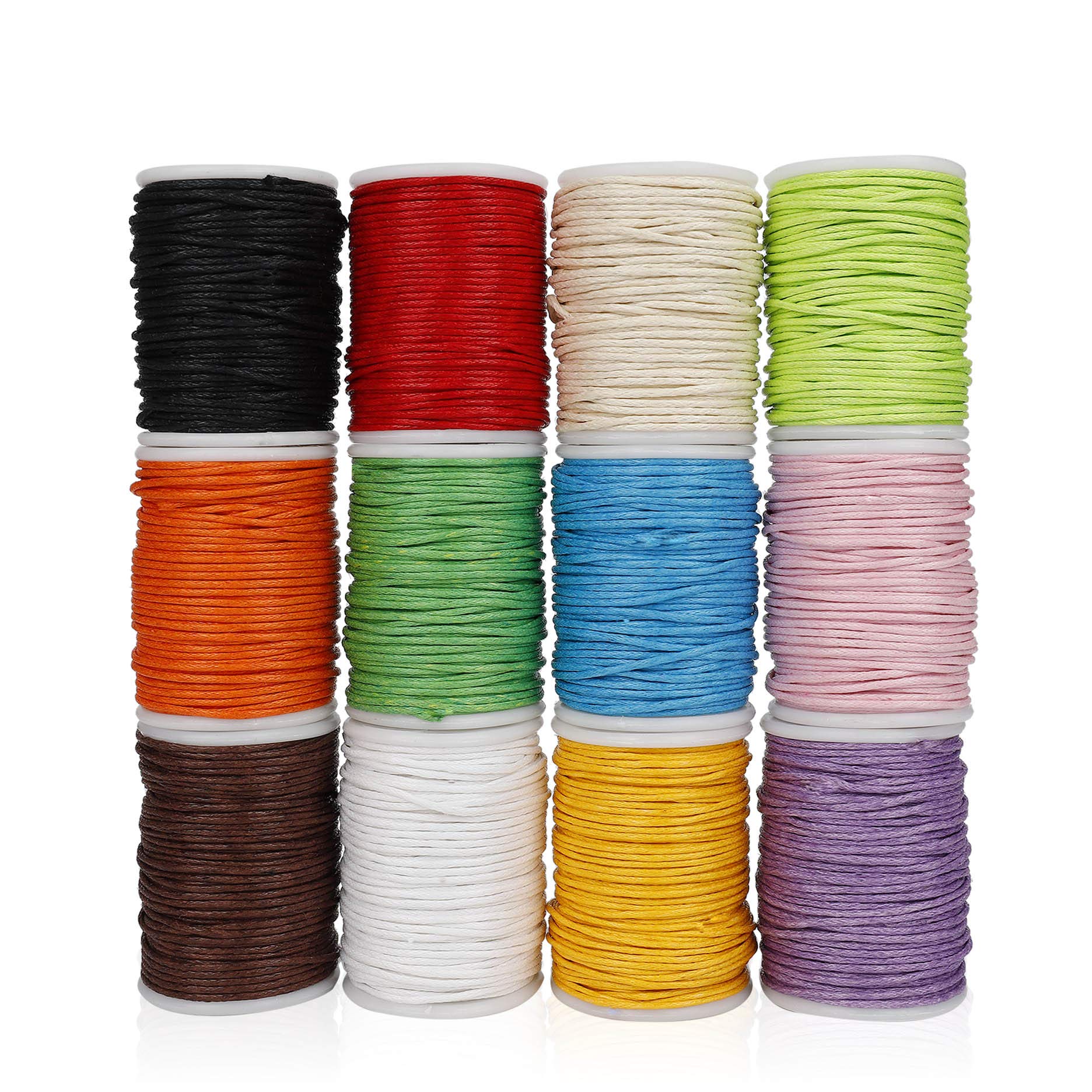 Waxed Cotton Cord Craft Waxed Thread Imitation Leather Cord for DIY Beading Bracelets Jewelry Making Sewing Work Mix Color 10m x 1mm 12 Rolls