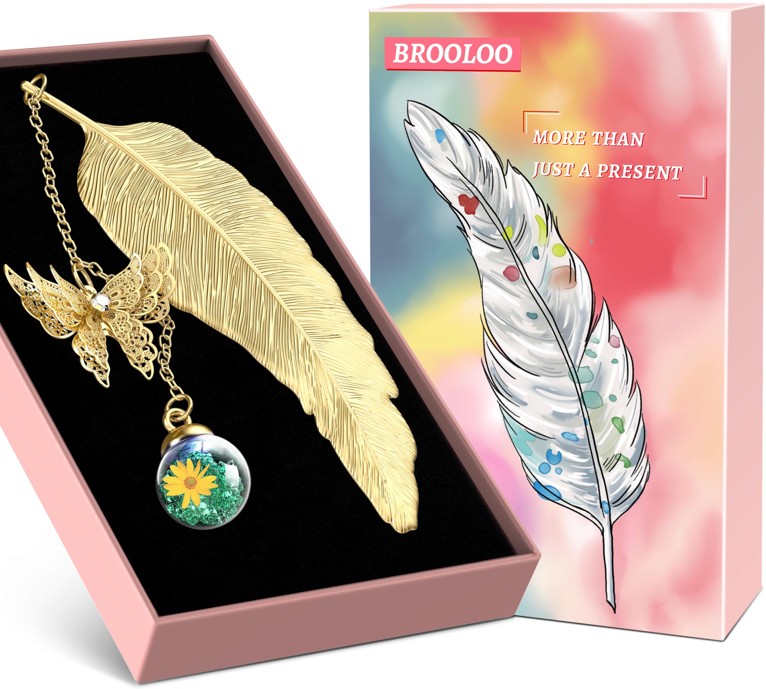 Feather Metal Bookmarks Gifts for Women: Christmas Stocking Fillers for Women Mum Wife Ladies Xmas Gift Ideas, Christmas Presents for Mum Teenage Girls, Ladies Secret Santa Gifts for Her Book Lovers