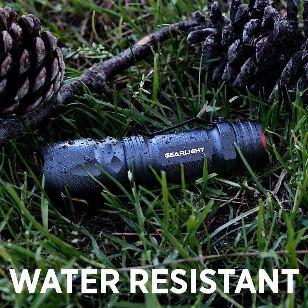 GearLight M3 LED Tactical Flashlight [2 PACK] with Belt Clip, Batteries Included - Zoomable, 3 Modes, Water Resistant, Small Mini Light - Best Everyday Carry Flashlights: Sports & Outdoors