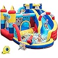 OLAKIDS Inflatable Water Slides, Nautical Themed Bouncy House with Slide, Splash Pool, Climbing Wall, Water Gun, Outdoor Jumping Castle with Hose, Carry Bag, Repairing Kit, Stakes