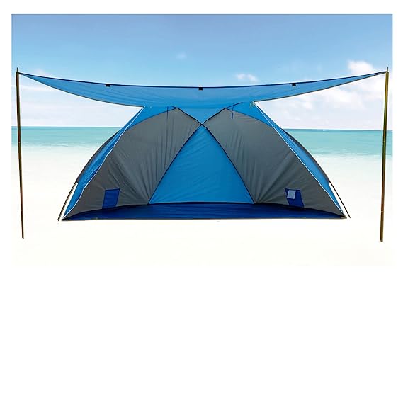 Strandmuschel 46254 mit zusätzlichem Sonnendach und UV-Schutz - 270 x 120 x 120 cm