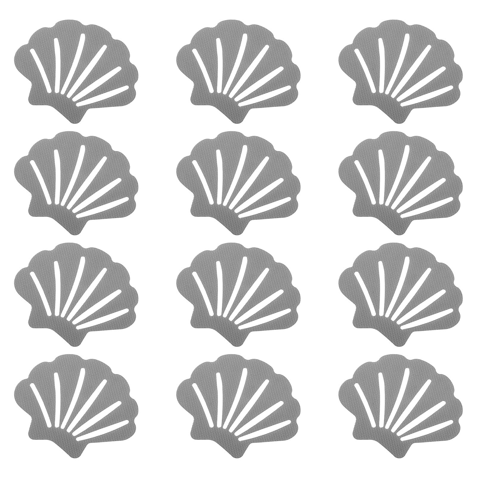 PATIKIL 12Pcs Non Slip Bathtub Stickers, Anti Slip Shower Stickers Bathroom Shower Floor Decals Sea Shell Shape Cute Treads Tubs, Gray