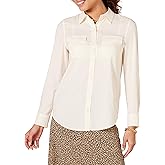 Amazon Essentials Women's Georgette Long Sleeve Relaxed-Fit Pockets Shirt