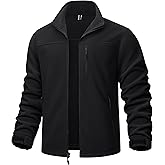 TACVASEN Men's Polar Fleece Jacket Full Zip Lightweight Tactical Jacket with Pockets Winter Coats Warm Casual Hiking Outdoor