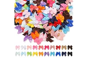 yoyokid 200 Pcs 1" Mini Satin Ribbon Bows, Tiny Crafts Bows Decoration for DIY Cheer Pins Clothespins Accessories Wedding Gift Box Ornament,20 Colors(Light Multicolored)