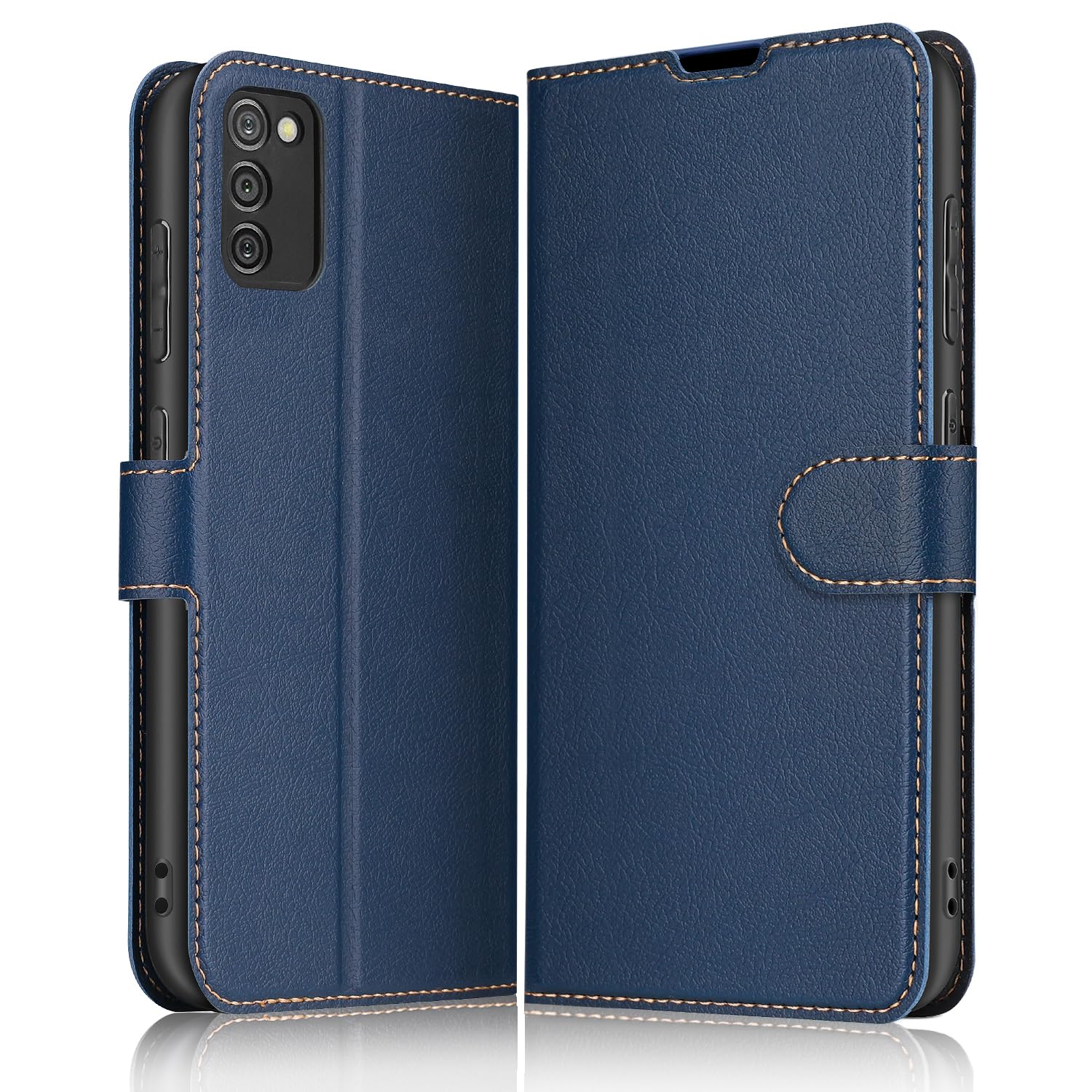 ELESNOW Phone Case for Samsung Galaxy A02S, Flip Wallet PU Leather Card Holder with RFID Blocking Magnetic Closure Stand Cover for Samsung Galaxy A02S (Blue) โ image 1