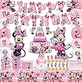 Pink-Themed Birthday Party Decorations Set - Includes Banner, Tablecloth, Balloons, Cutlery