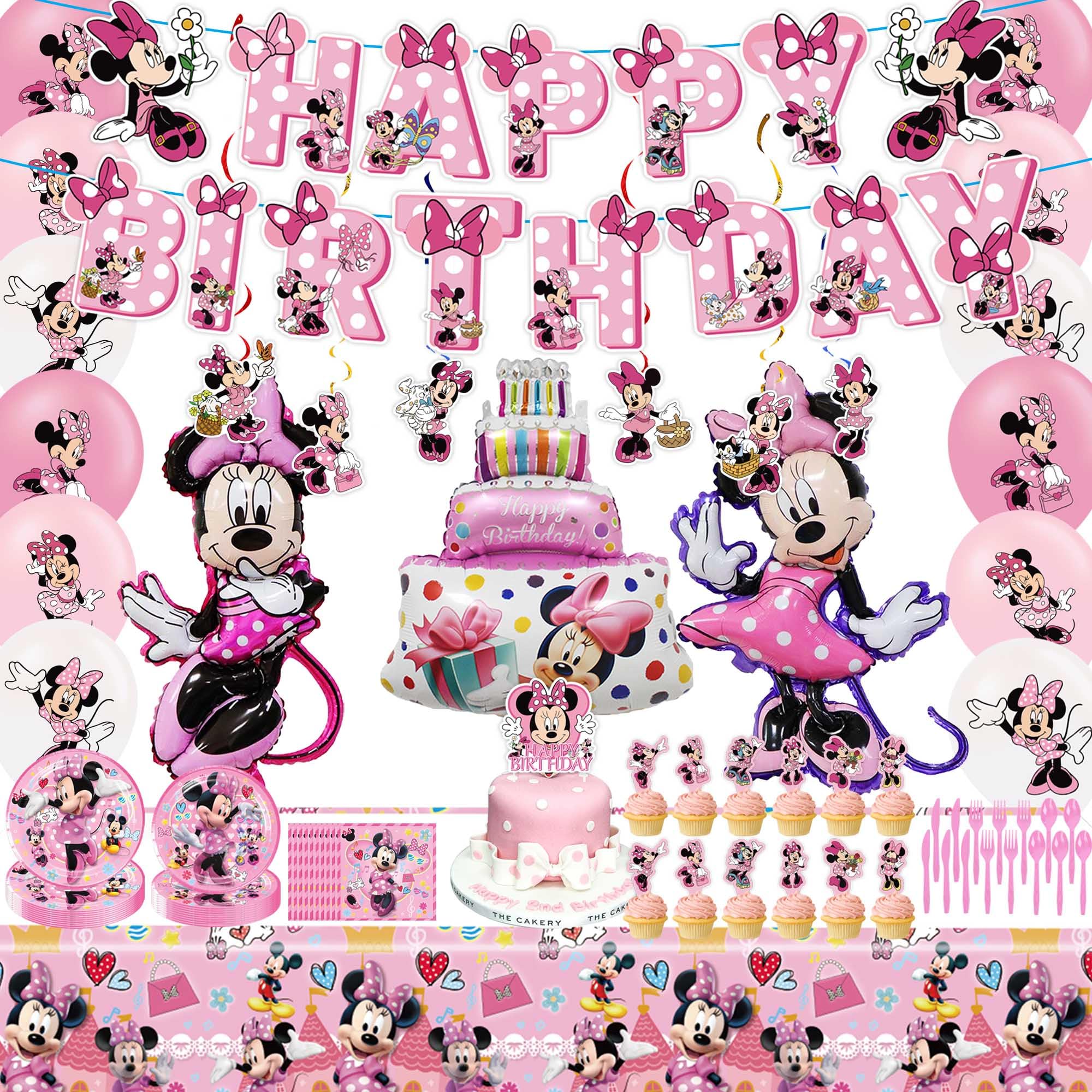Photo 1 of Pink-Themed Birthday Party Decorations Set - Includes Banner, Tablecloth, Balloons, Cutlery
