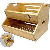 Bamboo Storage Bin - Multipurpose Open Front Stacking Bins for Kitchen & Pantry - Configurable as 2 Tier Bamboo Fruit Basket on Countertop – Ideal for Vegetables, Potato and Onion Storage Bin