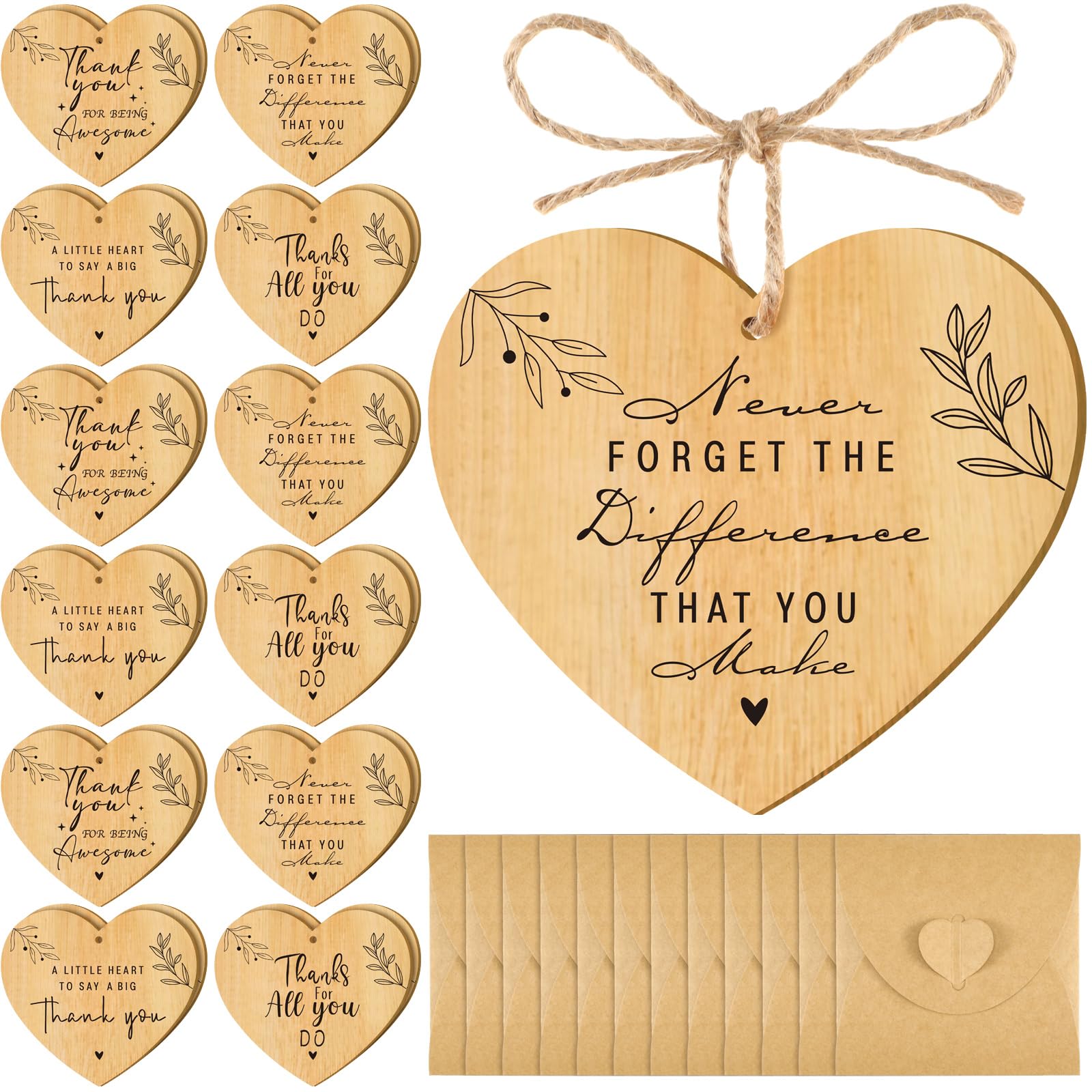 Photo 1 of Wesiti Thank You Gifts Set for Women 24 Pcs Heart Shaped Thank You Ornaments with Kraft Paper Envelopes Appreciation Gifts for Women Teacher Coworkers Employees Party Bridal Shower Wedding