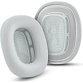 Replacement Ear Cushions for Apple AirPods Max Upgraded Memory Foam Pads with Durable Fabric, Sound Insulation and Noise Reduction, Strong Magnetic Fit, Sweat-Resistant, Breathable Comfort(Silver)