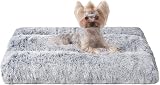 EHEYCIGA Fluffy Small Dog Crate Bed Calming Non Slip Grey 60x45x7.5cm