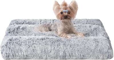 EHEYCIGA Fluffy Small Dog Crate Bed Calming Non Slip Grey 60x45x7.5cm