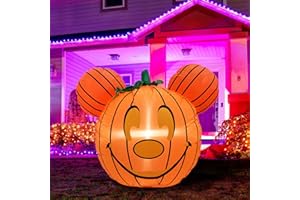 GUMWAQU Mouse Theme Inflatable Pumpkin Cute Halloween Blow Up Yard Decorations for Party Garden Lawn Decor