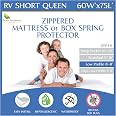 RV Short Queen Mattress Protector (8” to 11” Depth) - Waterproof Zippered Encasement 60" W x 75”L Premium Quality Hypoallerge
