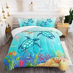 XYNHML Turtle Comforter Set Twin Ocean Watercolor