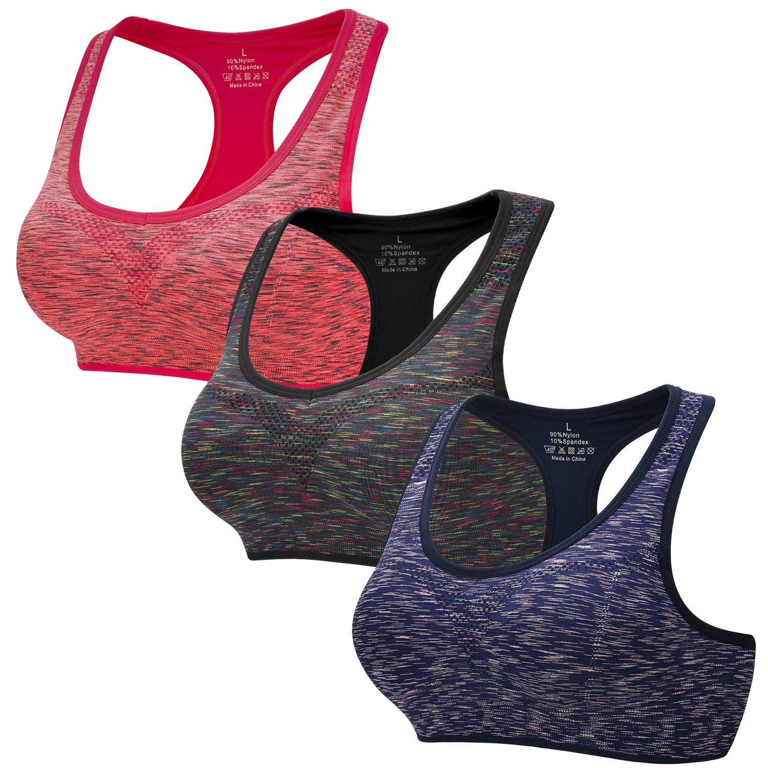CARETOO Women Sports Bras Racerback Padded Seamless Medium Support Activewear