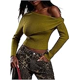 MakeMeChic Women's Off The Shoulder Sweater Long Sleeve Fitted Knit Pullover Tops Trendy 2025