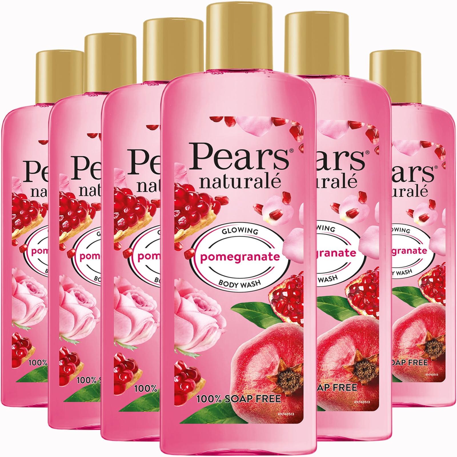 Pears Naturalé Body Wash For Brighter and Glowing Skin, Moisturising & Refreshing - Pomegranate, Pack of 6 (6 x 250 ml)