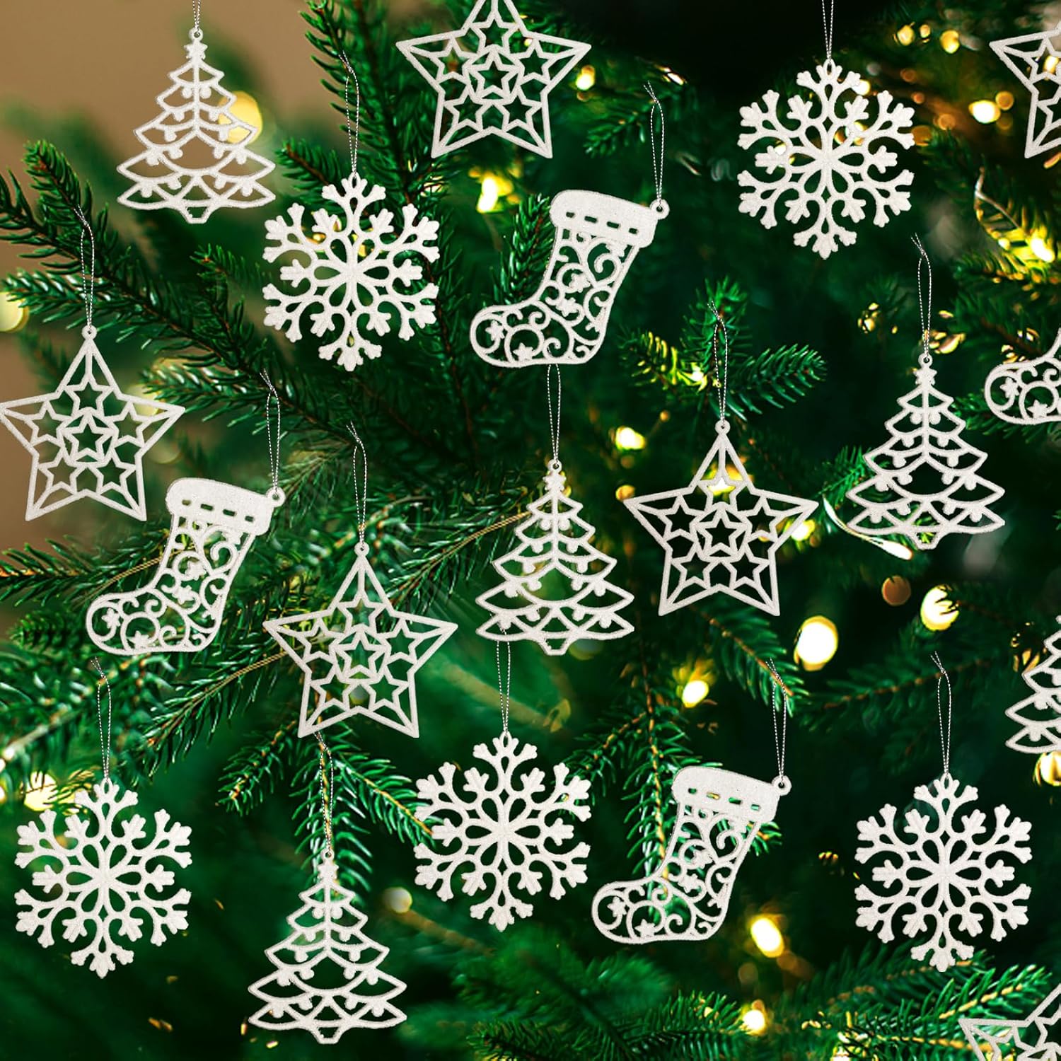 Ornaments - Glitter Snowflake Ornaments for Christmas Tree, 40pcs 4