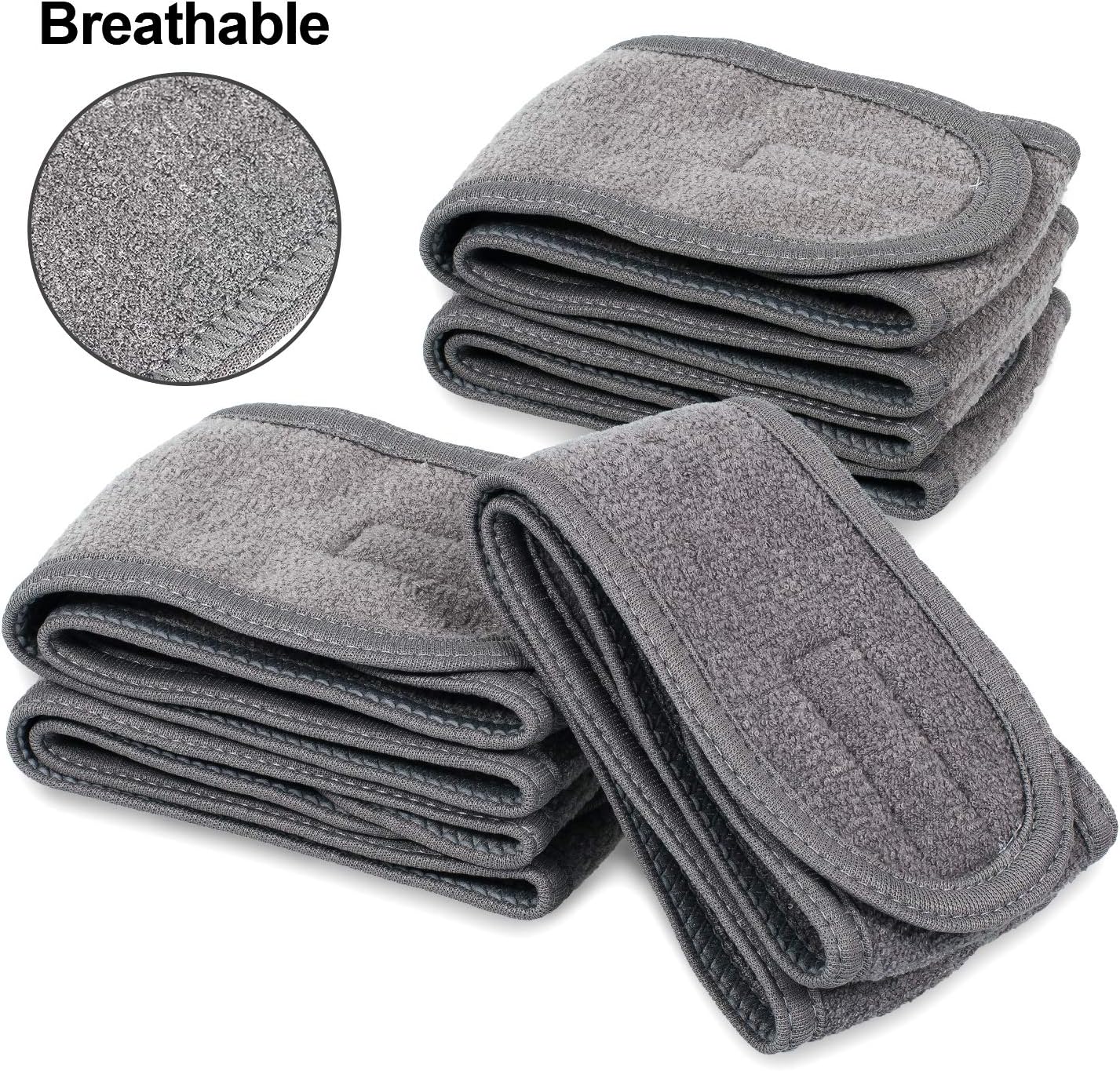 Whaline 4 Counts Spa Facial Headband Head Wrap Terry Cloth Headband Stretch Towel for Bath Makeup and Sport (Gray) - Image 5