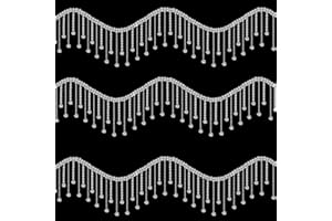 3 Yards Rhinestone Fringe Trim, BetterJonny Silver Irregular Diamond Crystal Ribbon Tassel Chain Fringe Belt Fringe Trim Chai