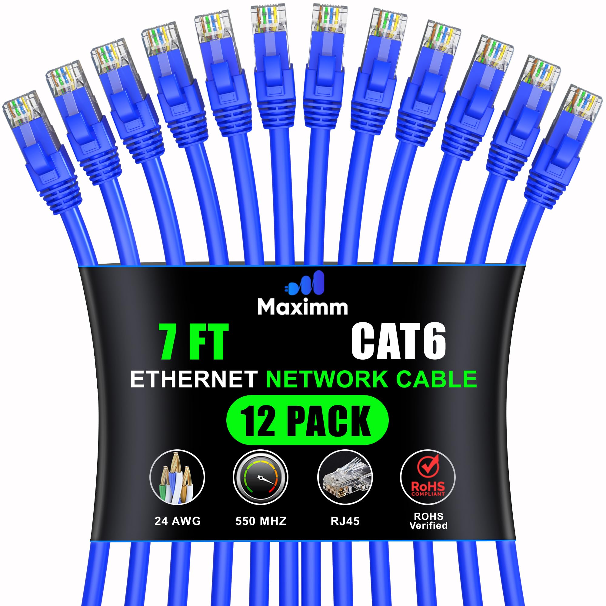 Maximm Cat 6 Ethernet Cable 7 ft