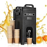 CURTA 5-Gallon Insulated Beverage Dispenser- Hot and Cold Drink Container with Ergonomic Handle, Stand & Leak-Proof Lock, Commercial Drink Pitcher for Coffee, Juice, Lemonade, Parties,Events