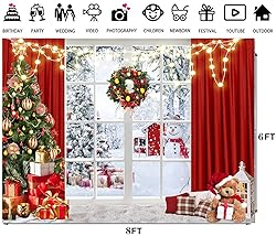 LTLYH 8x6ft Christmas Trees Backdrop Christmas