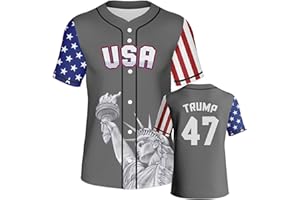 Rffov 2024 USA 47th Election President Donald Trump Baseball Jersey MAGA USA Flag Baseball Shirt with Statue of Liberty S-2XL