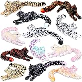 Honoson 12 Pcs 3D Printed Animals, 8-10cm, Snow Leopard | Non-Candy Halloween Treats, Trick-or-Treat Favors, Party Prizes, Cute Mini Fidget Animals for Halloween Celebrations