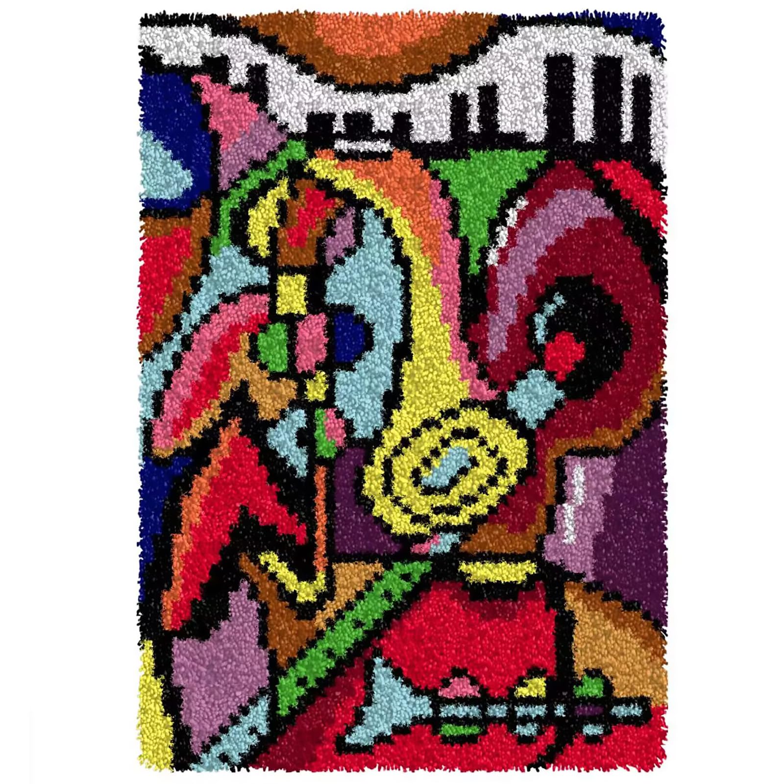 ZFFLYH Music Latch Hook Kits Rug, DIY Christmas Latch Hook Kit for Adult Unfinished Crocheting Yarn Embroidery 20.5X15 Inch — image 1