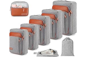 BAGPARKK 8 Set Packing Cubes for Travel,Luggage Organizer Bags Set for Travel Accessories,Travel Luggage Cubes with Toiletry Bag for Carry on Suitcases Backpack