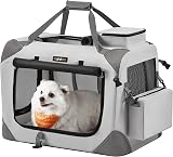 Feandrea Foldable Pet Carrier Bag Large Soft Sided Travel Crate Smoke Grey