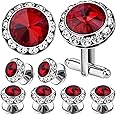 AMITER Crystal Cufflinks and Tuxedo Studs for Men, Cuff Links Suits for Shirt Formal Dress Business Wedding Anniversary