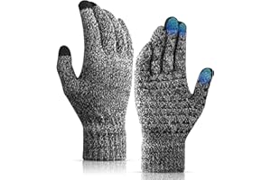 joyliveCY Winter Gloves, Gloves For Cold Weather, Touch Screen Anti-Slip Fleece Lined Soft Knit Gloves For Men Women