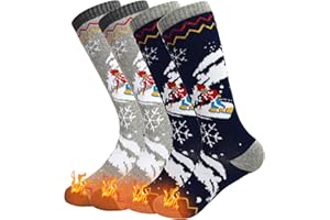 SkiBeaut Kids Ski Socks, 2 Pairs Knee-high Thick Warm Snowboard Skating Skiing Socks for Boys Girls Toddler Youth, Age 3-12