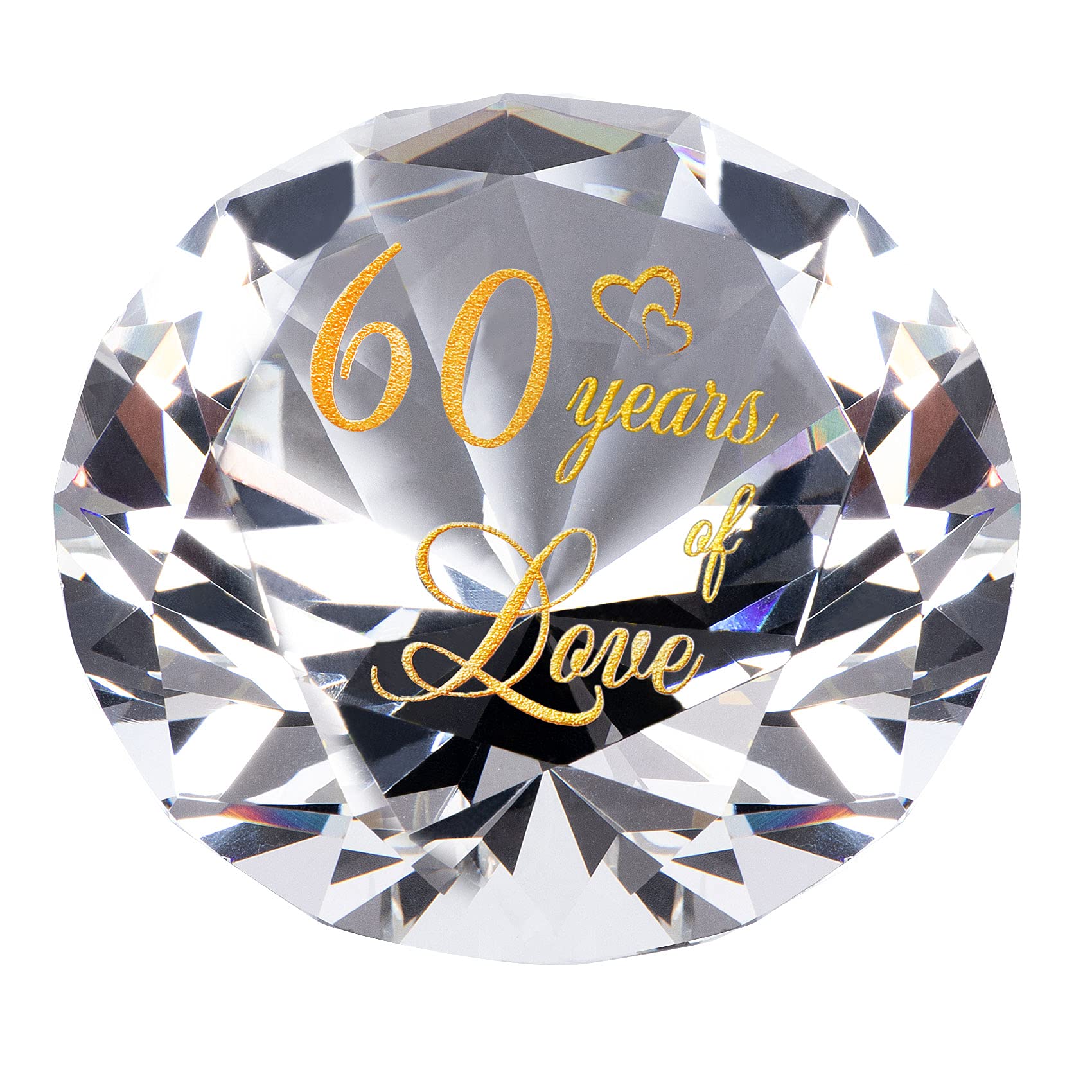 60 Years Anniversary Crystal Ornaments for Her Diamond Shaped Romantic Gifts K9 Glass Wedding Keepsake for Wife 60th Marriage Presents for Partner
