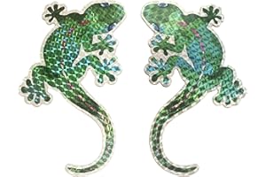Sonoran Souvenirs Gecko Screen Magnets (6" x 4") - Decorative Holographic Foil Magnets for Lanai Screen, Patio Door, Window Screens, Curtains - Home Decor, Flexible, Durable, Shiny, Sparkle - 2 Pack