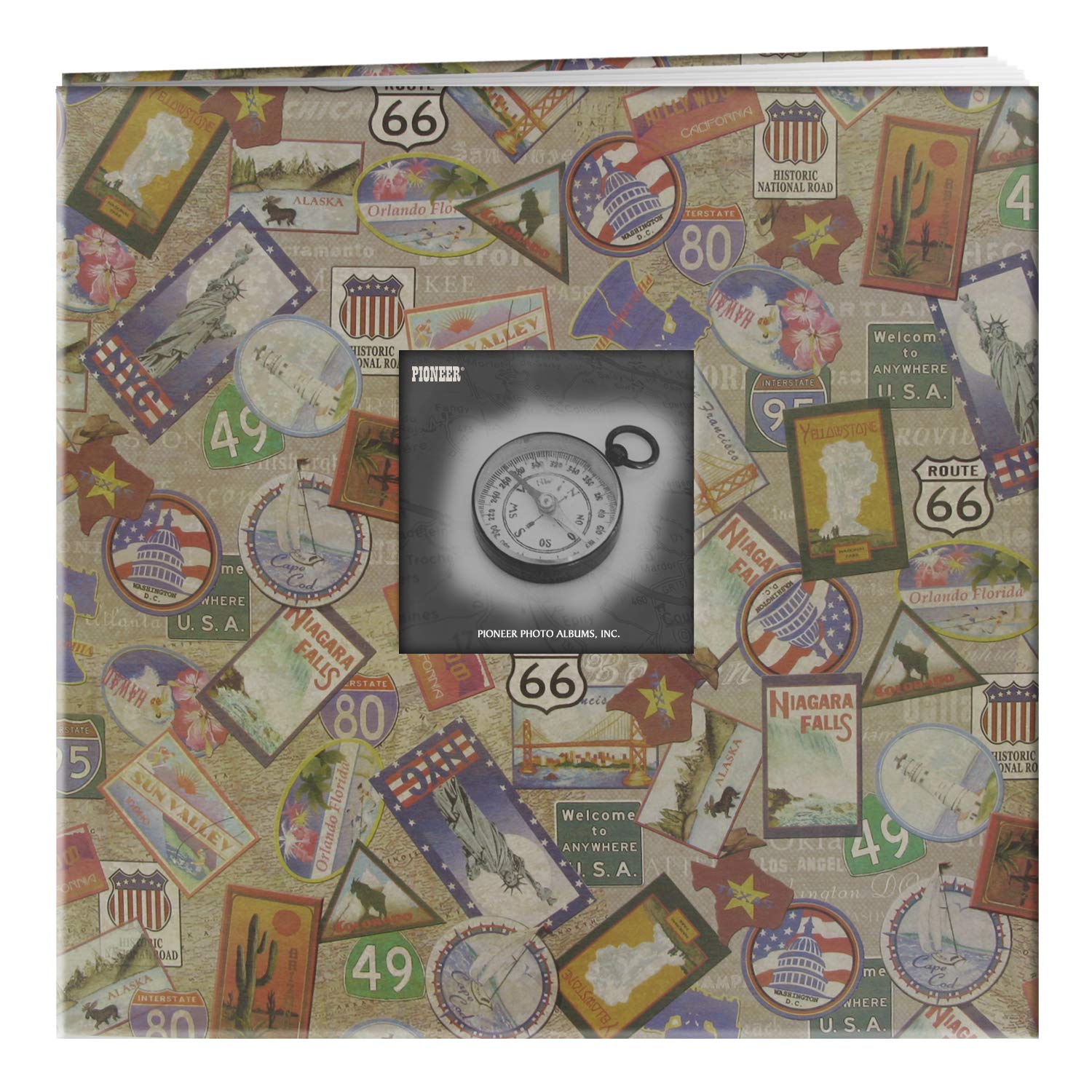 Pioneer 12 x 12-inch Travel Stickers Travel Post Bound Album, Multi-Colour
