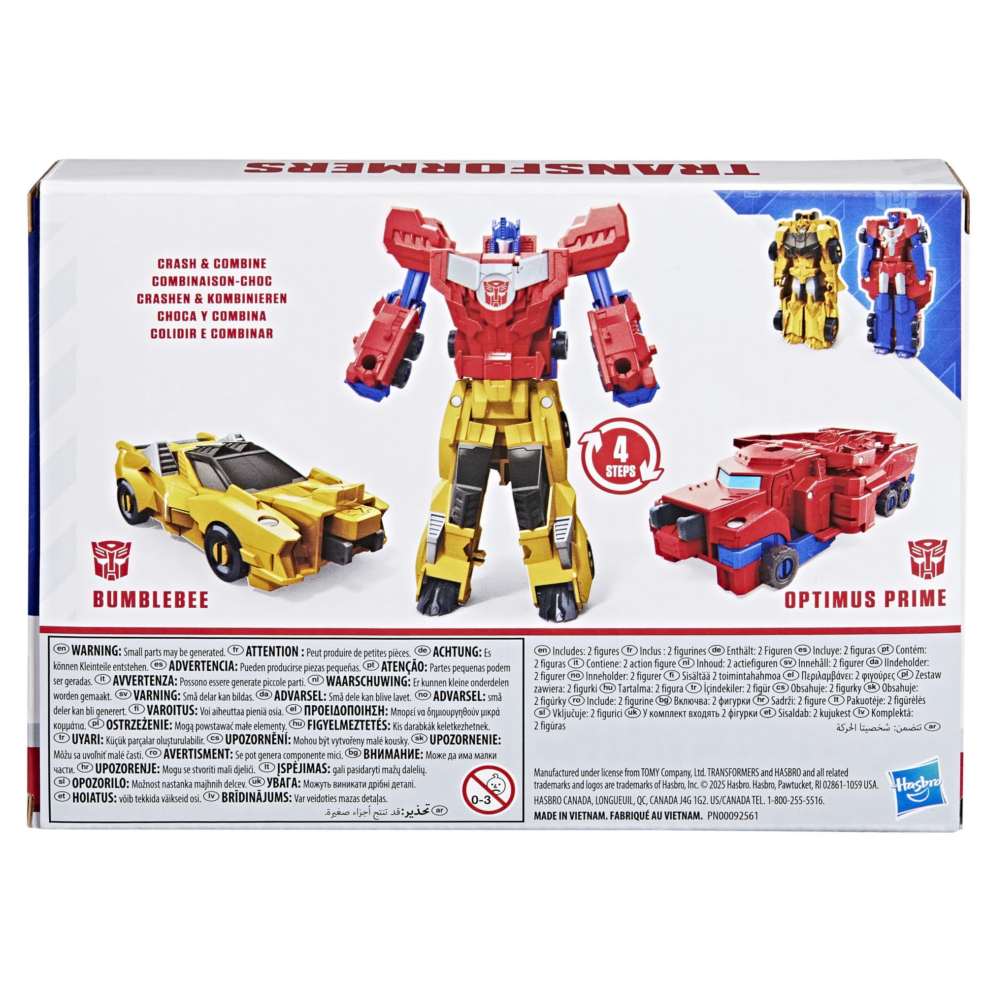 Transformers Crash & Combine Heroes, 3.75-Inch Converting Bumblebee and Optimus Prime Action Figures, Robot Toys for Kids 6 and Up (Amazon Exclusive)