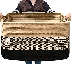 Goodpick Woven Blanket Basket, 21.6" x 14.9" x