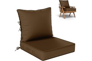 Kimunuk Outdoor Seat Cushion Set 19 L × 19 W × 4 H Inch Waterproof & Fade Resistant Patio Furniture Cushions with Removable Cover with Handle and Straps for Sofa Chairs, Chairs