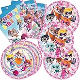 MUSNOW 40Pack Super Kitties Party Supplies include 20 plates, 20 napkins for the Super Kitties Party Decoration Plates