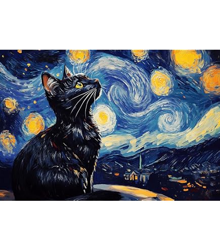 Amazon.com: SUNSOUT INC - Black Cat by Candlelight - 500 pc Large