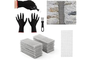 XUYELORA Stainless Steel Brick Weep Hole Covers for Brick Walls, 100 Pack 2.75" Covers Can Be Cut or Stacked to Fill Different Size Weep Holes with Stainless Steel Spatula and Glovers