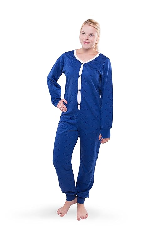 Jumpster Damen Langer Jumpsuit Schlafanzug Sleepster