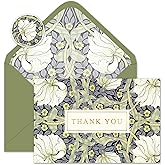 Whaline 24 Pack Floral Thank You Cards Bulk Blue Green Flower Greeting Cards with Envelope Sticker Vintage Blank Note Cards for Birthday Baby Shower Party Supplies, 4 x 6 Inch