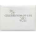 Celebration of Life Funeral Guest Book | 192 Inner Pages | 2304 Lines for Message Entries | White Faux Leather Cover | Silver Gilt Edged Pages | Presentation Box for Storage | Size: 9 x 7 Inch