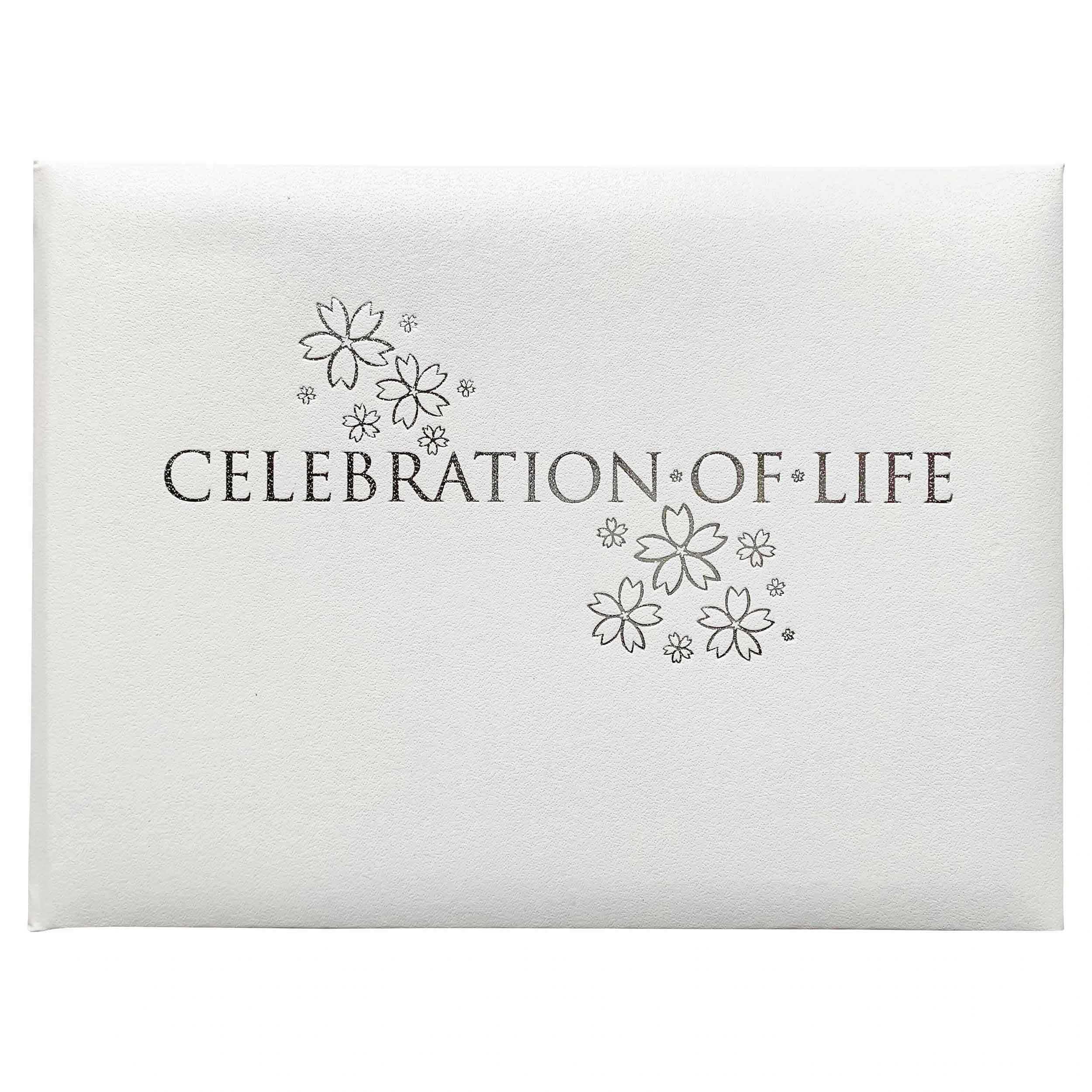 Esposti Funeral Condolence Book - Hardback Memory Book for Funeral with Storage Pocket, Book of Condolence for Celebration of Life (96 Pages, White, 218x160mm)